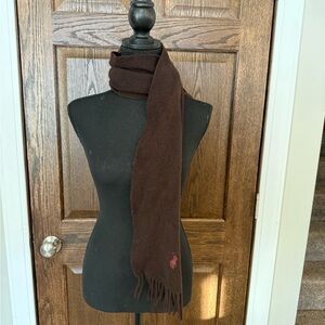 Vintage 90s Polo Ralph Lauren Chocolate Brown Lambswool Scarf Embroidered Pony